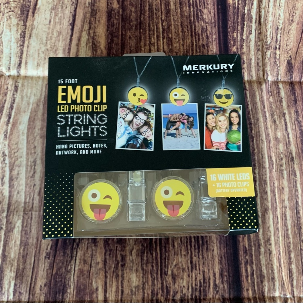NEW Mercury Innovations Emoji White LED Photo Clip String Lights 15 Foot